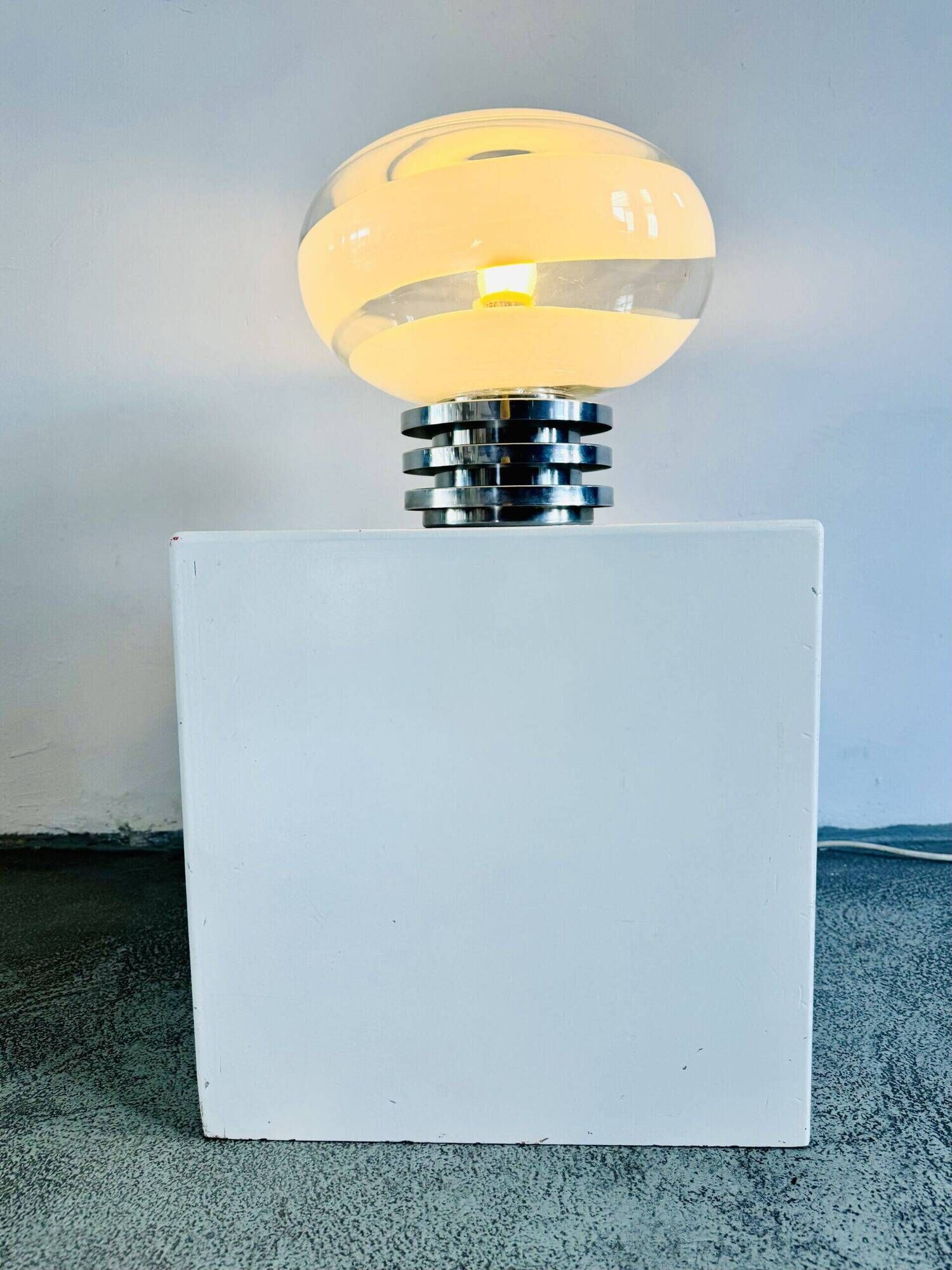 Model 1361 Sculptural Dome Glass Table Lamp By Doria Leuchten, Germany 1970S