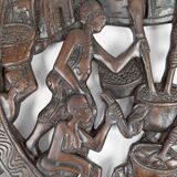 African door in carved wood and bronze of village chief Baboun, Cameroon, early 20th century