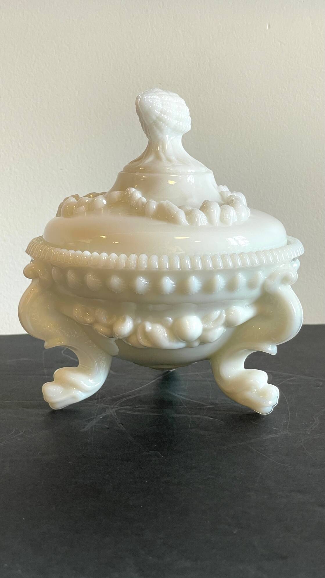 Vintage opaline glass candy dish