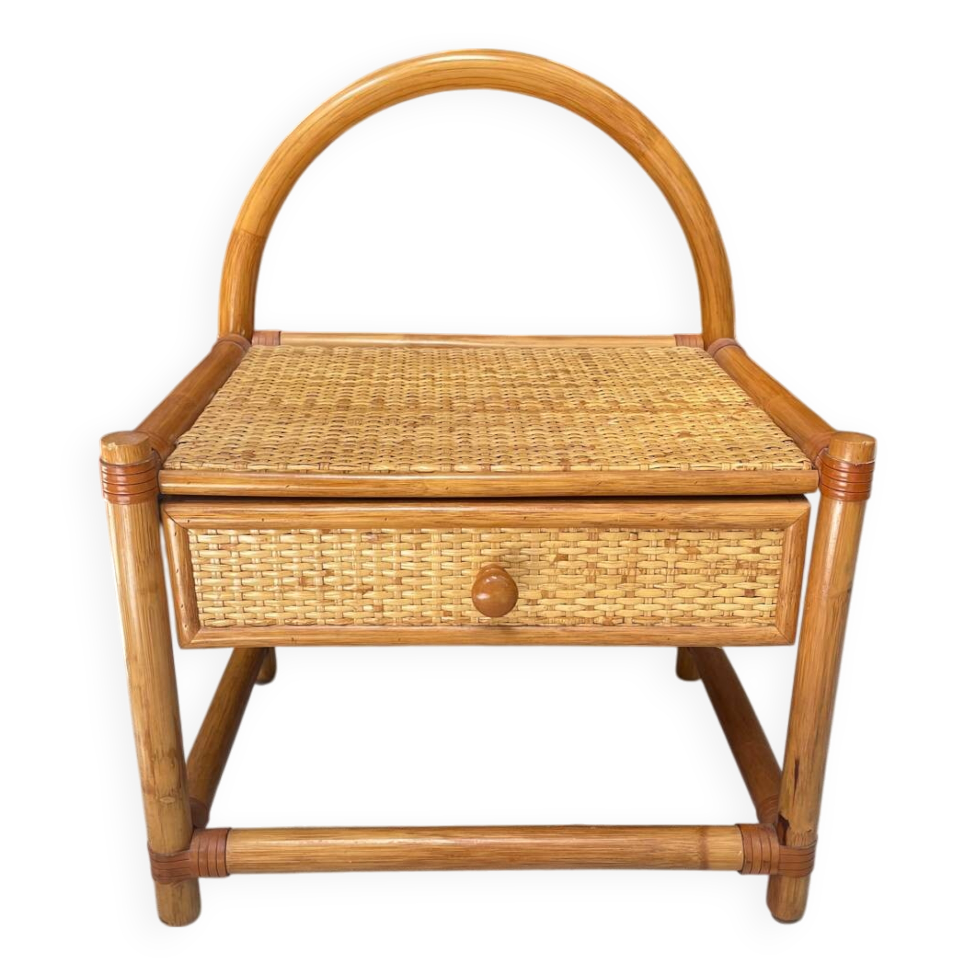 Vintage rattan bedside table