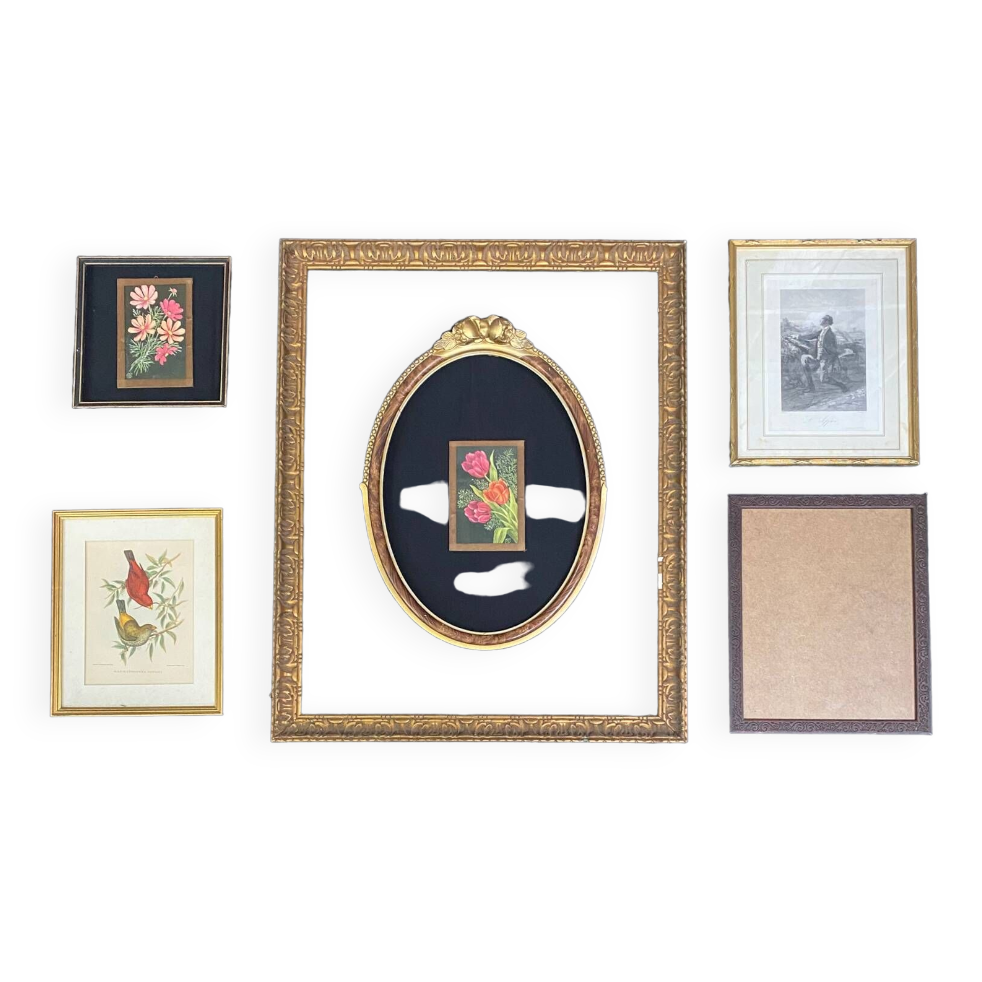 Set of 8 gilded wood or resin or vintage brass frames