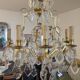 Old chandelier 8 branches bronze and Bohemian crystal late nineteenth