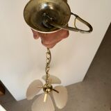 Frosted glass pendant lamp and shell brass