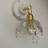 Vintage glass lampshade wall lamp with antique tassels