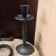 Set of 3 candlesticks and a candle holder in wrought iron.