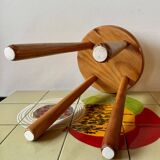 Old solid wood stool with four legs