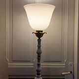 Vintage art deco opaline and bronze floor lamp