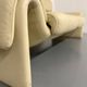 Two-seater designer sofa De Sede DS-2011 in cream leather with adjustable backrest.