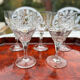 Set of five cut crystal wine glasses
