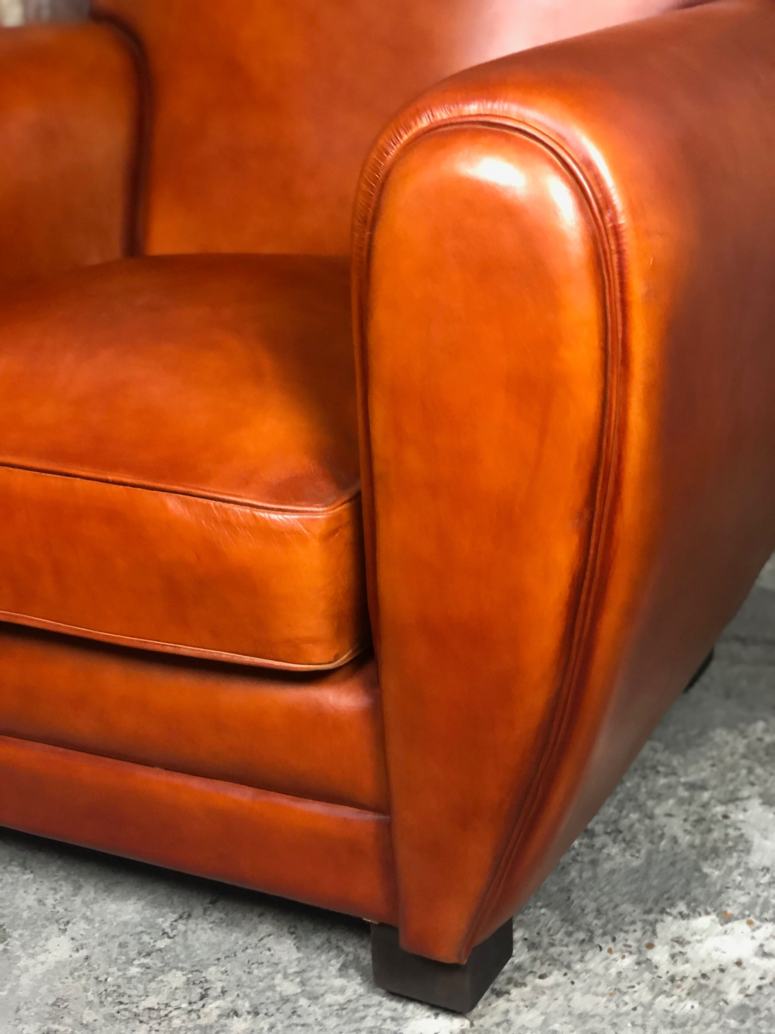Vintage club armchair in camel leather