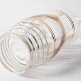 Mid-Century Italian Glass Pitcher & Six Glasses with Golden Details / Italy