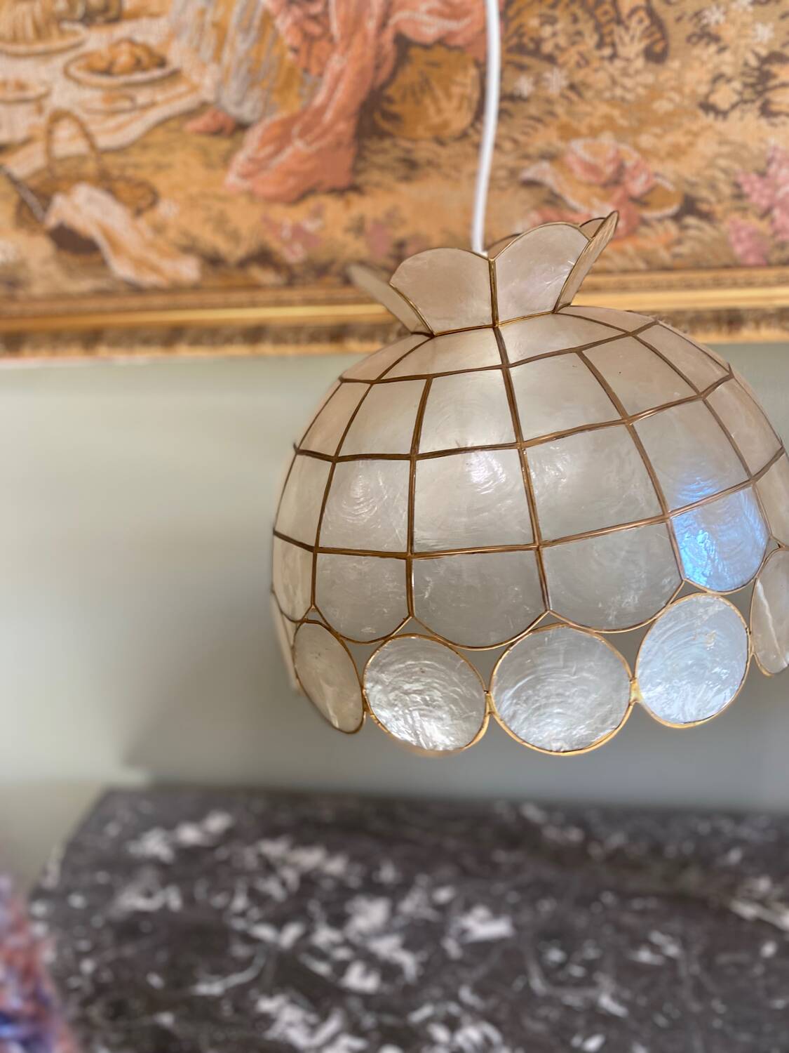 Vintage mother-of-pearl pendant light