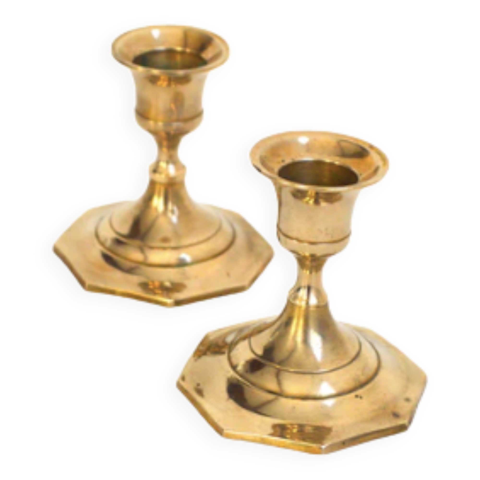 Duo of brass candle holders