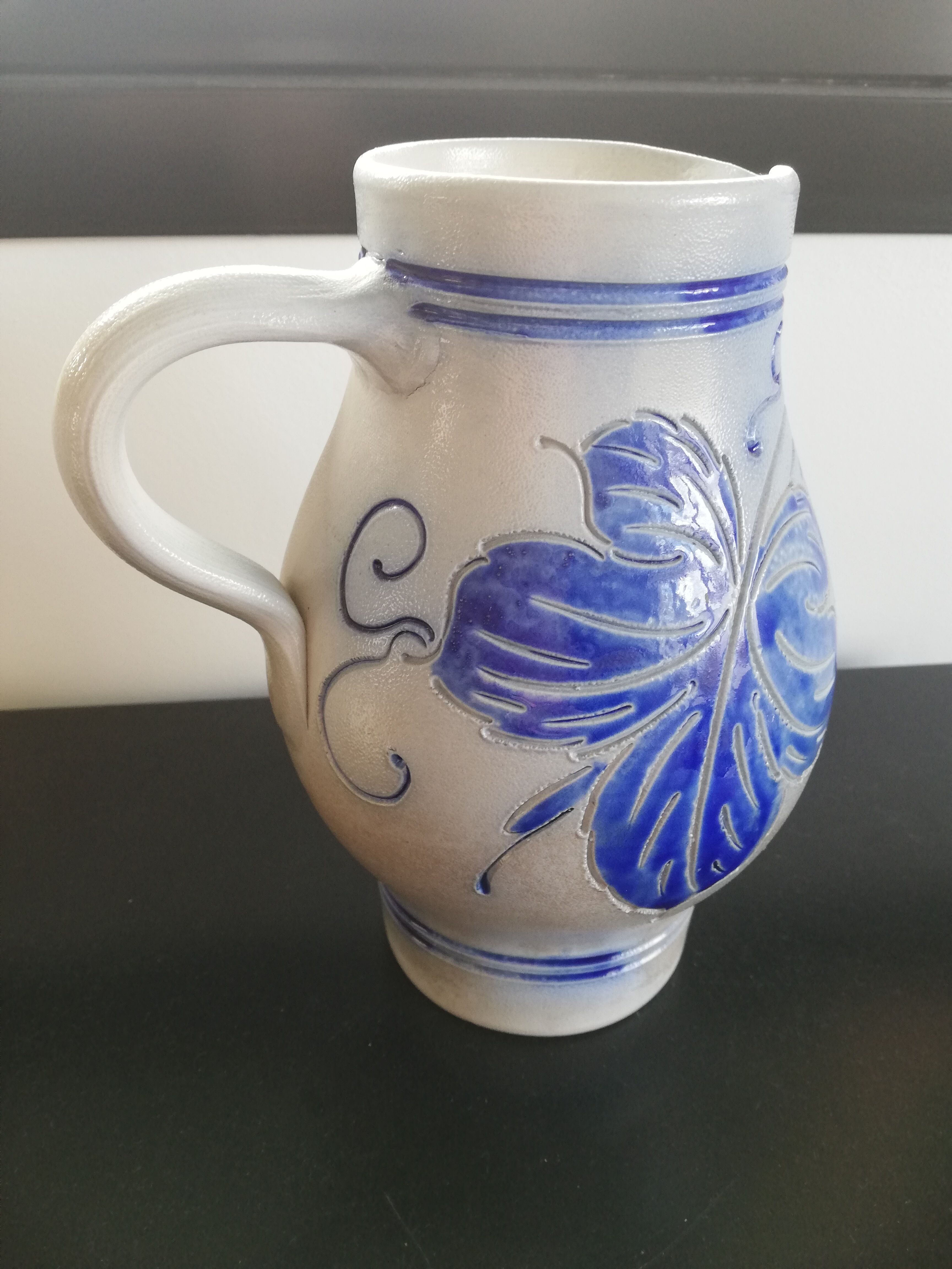 Pitcher in grey and blue Alsace sandstone
