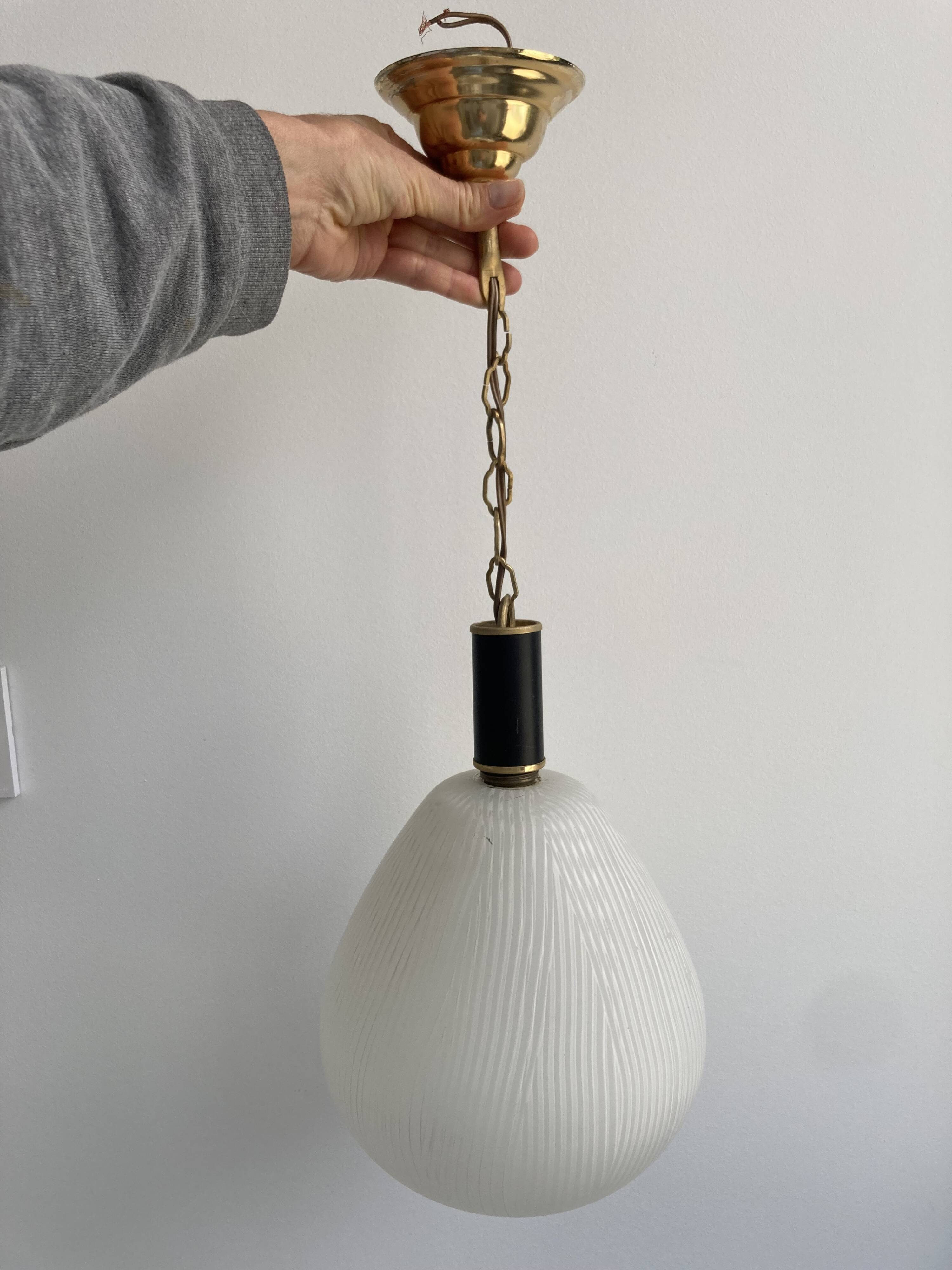 1950s glass globe pendant light