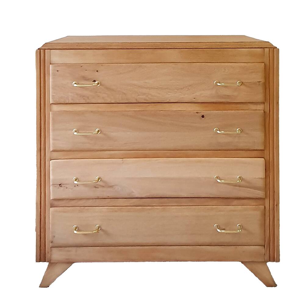 Oak compass foot chest of drawers