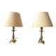 Pair of brass and jute bedside lamps