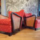 Pair of padded art deco armchairs