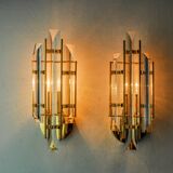 Pair of Venini wall lights, triedri glass, murano, Italy 1970