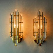 Pair of Venini wall lights, triedri glass, murano, Italy 1970