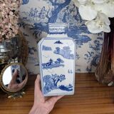 Rectangular Hue Blue Vase Vietnamese Landscape Decor 20th Century