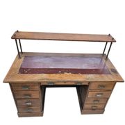 Victorian oak desk / Bin or drawer cup pull by P. & F. Corbin / 1895