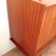 Varnished wooden sideboard with glass storage / vintage 60s-70s