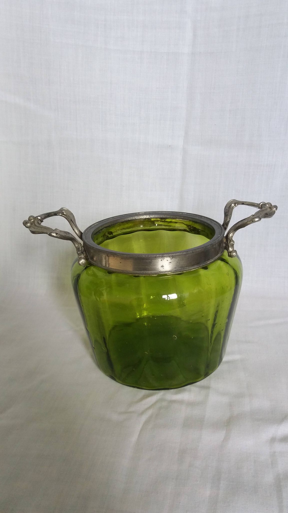Napoleon III Art Nouveau glass and silver-plated biscuit jar