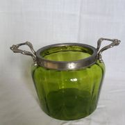 Napoleon III Art Nouveau glass and silver-plated biscuit jar