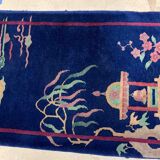 Ancient chinese carpet art deco handmade 64cm x 120cm 1920s