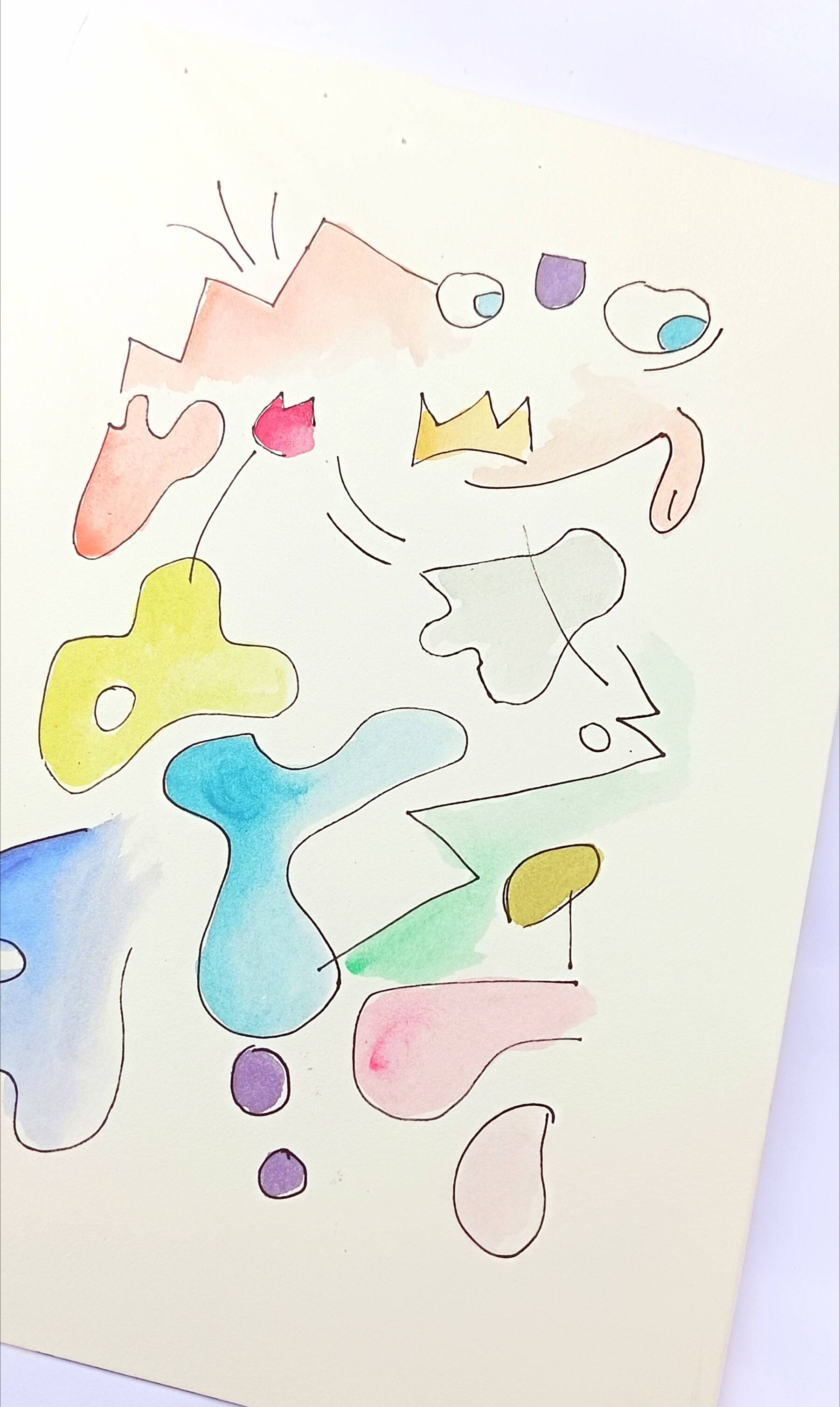 Peinture abstraite originale – composition colorée – 24 x 34 cm