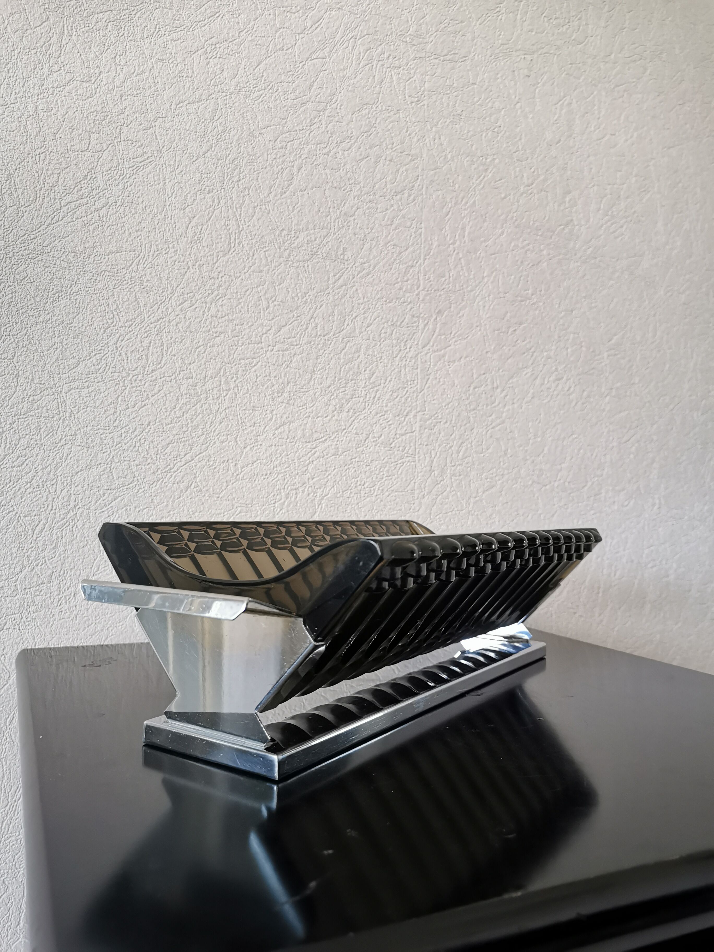 Large pocket in smoked glass and chrome steel, 1930