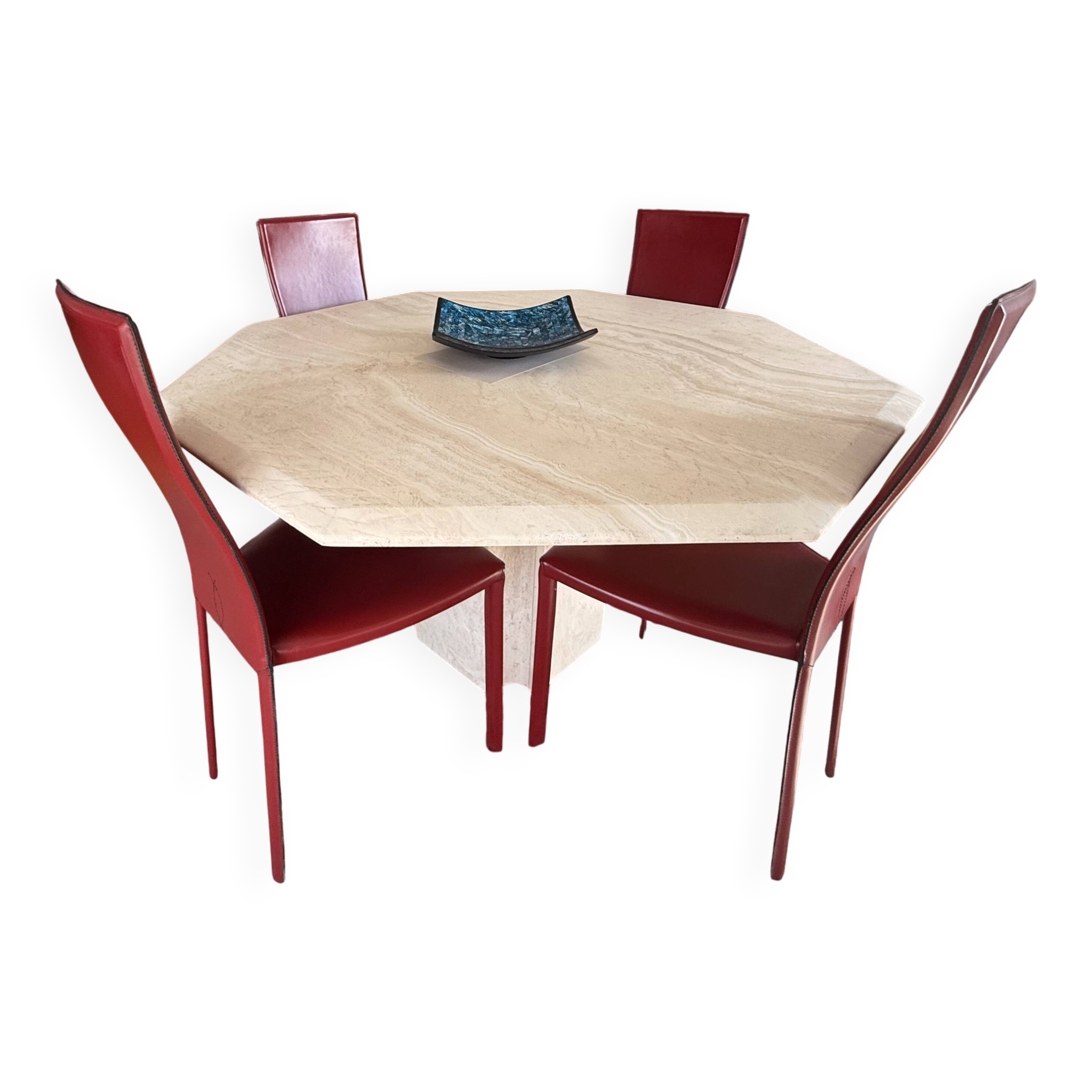 Table octogonale en travertin 130 cm Artelano état neuf