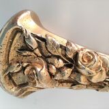 Seal stamp in gilded bronze art nouveau decorated with roses signed