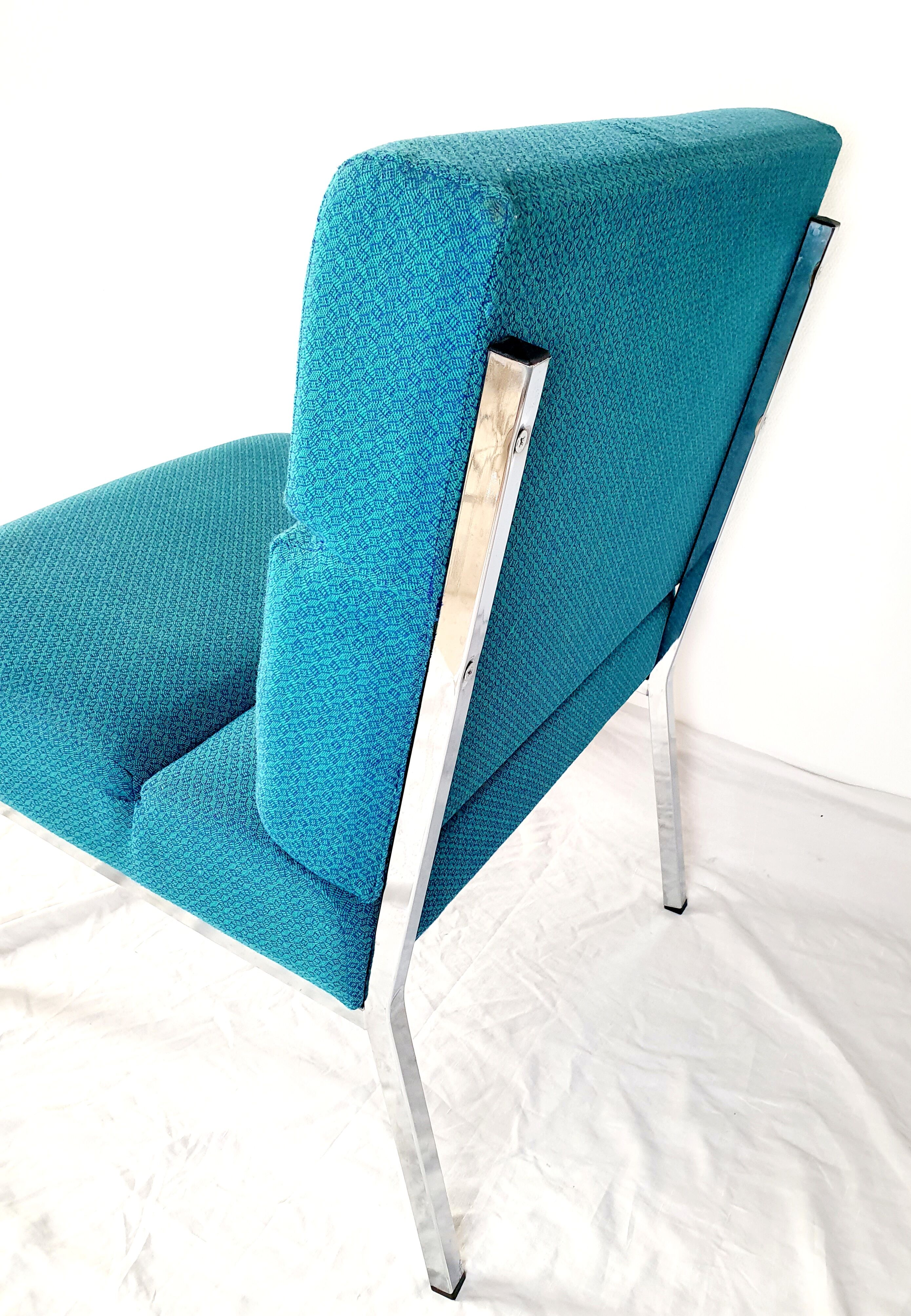 Vintage metal and fabric armchair