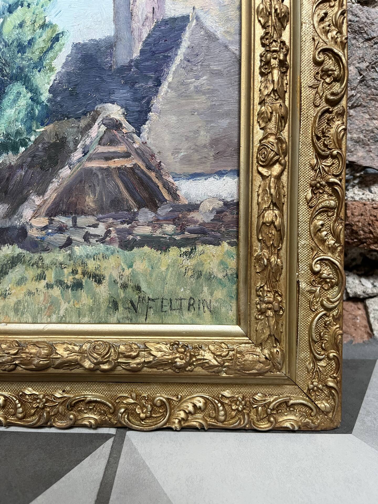 Tableau paysage campagne peinture à l’huile