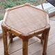 Vintage side table in rattan and bamboo, France, hexagonal.
