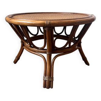 Vintage Rattan Tripod Coffee Table