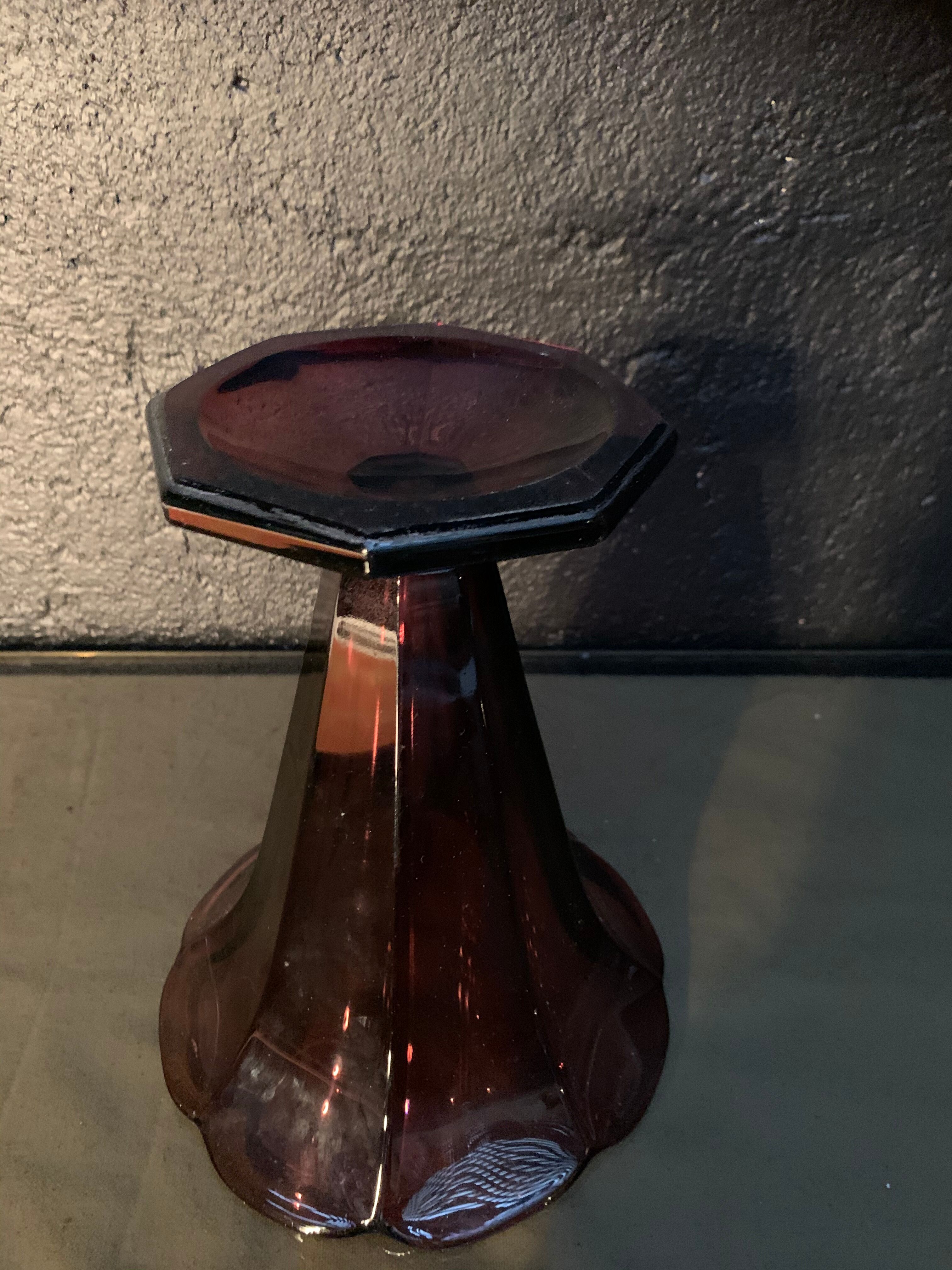 Vintage purple vase in medici shape