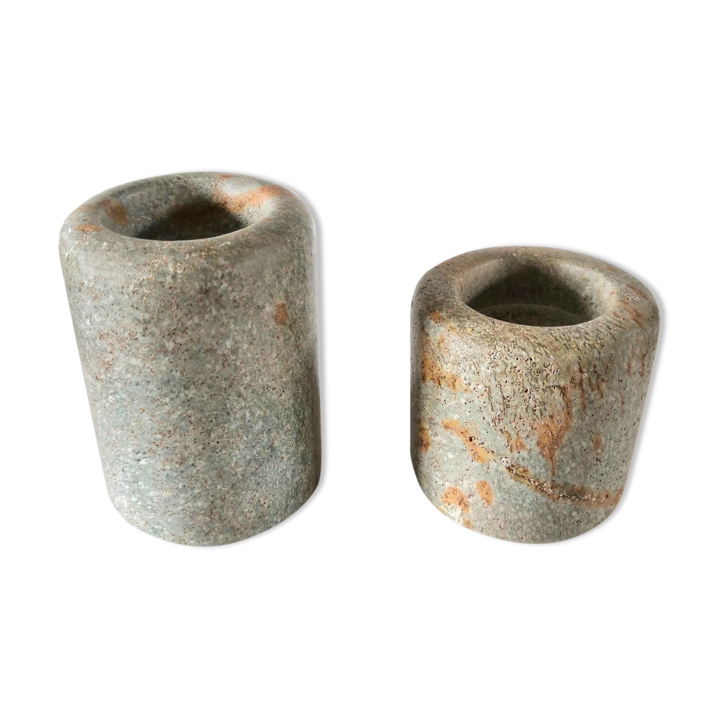 Atelier Olima, 2 stone candle holders from Gabon design 60s - 70s