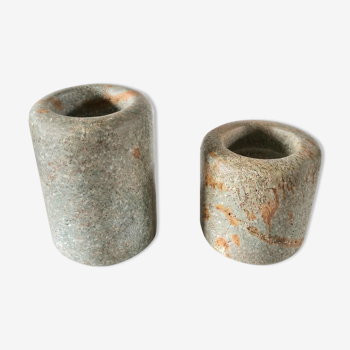 Atelier Olima, 2 stone candle holders from Gabon design 60s - 70s