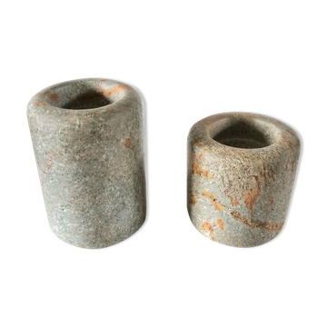 Atelier Olima, 2 stone candle holders from Gabon design 60s - 70s