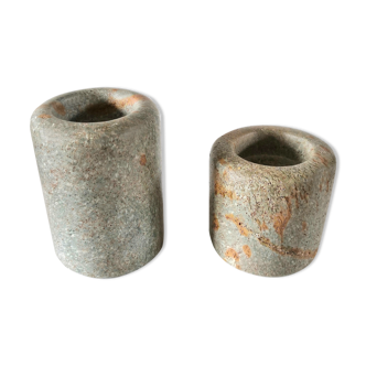 Atelier Olima, 2 stone candle holders from Gabon design 60s - 70s
