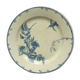 Flat round dish signed Gien, blue model, Hummingbird, Flowers and birds, 27 cm