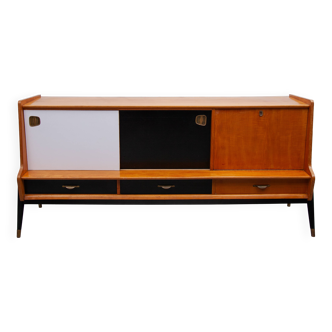 Oswald Vermaercke Sideboard with Black and White Sliding Doors, 1950s for V