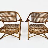 Pair of Italian rattan armchairs, 1960s