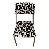 Vintage chrome chair & graphic fabric - unique piece