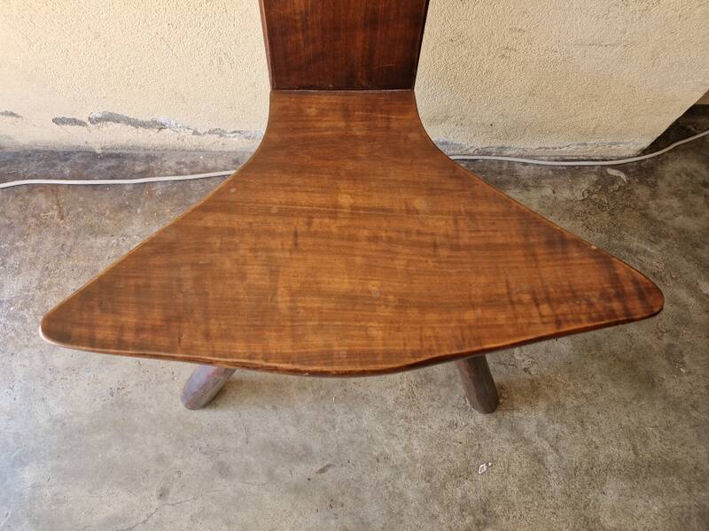 Stool Chair - 20th Century Brutalist Work - Stained Walnut