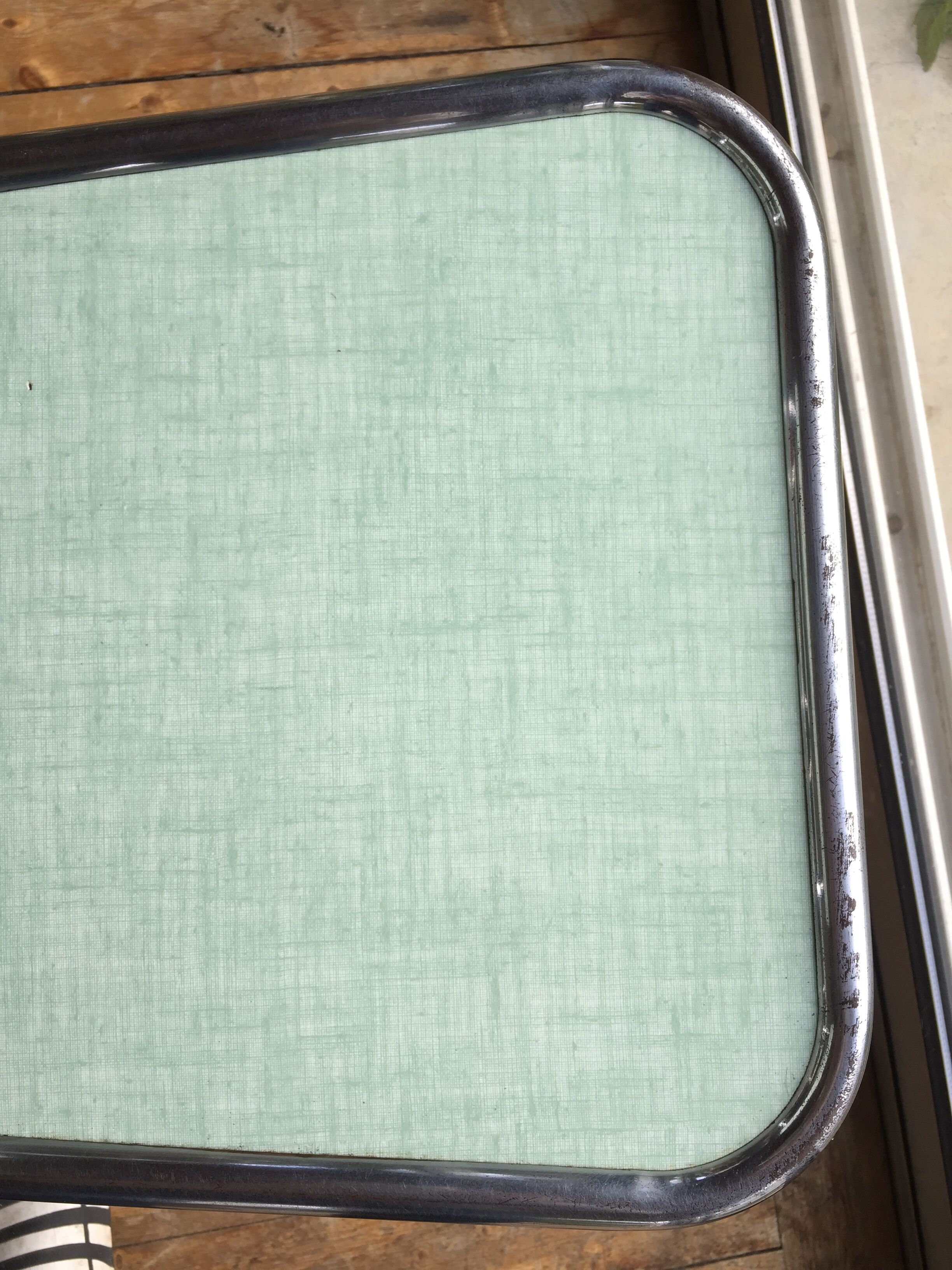 Green formica chairs