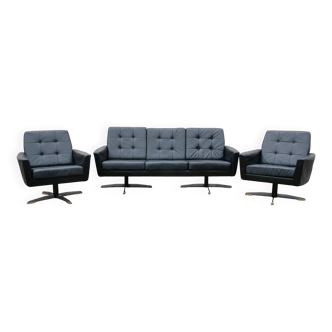Mid-Century Design Leather Set – Sofa & Armchairs 1960s